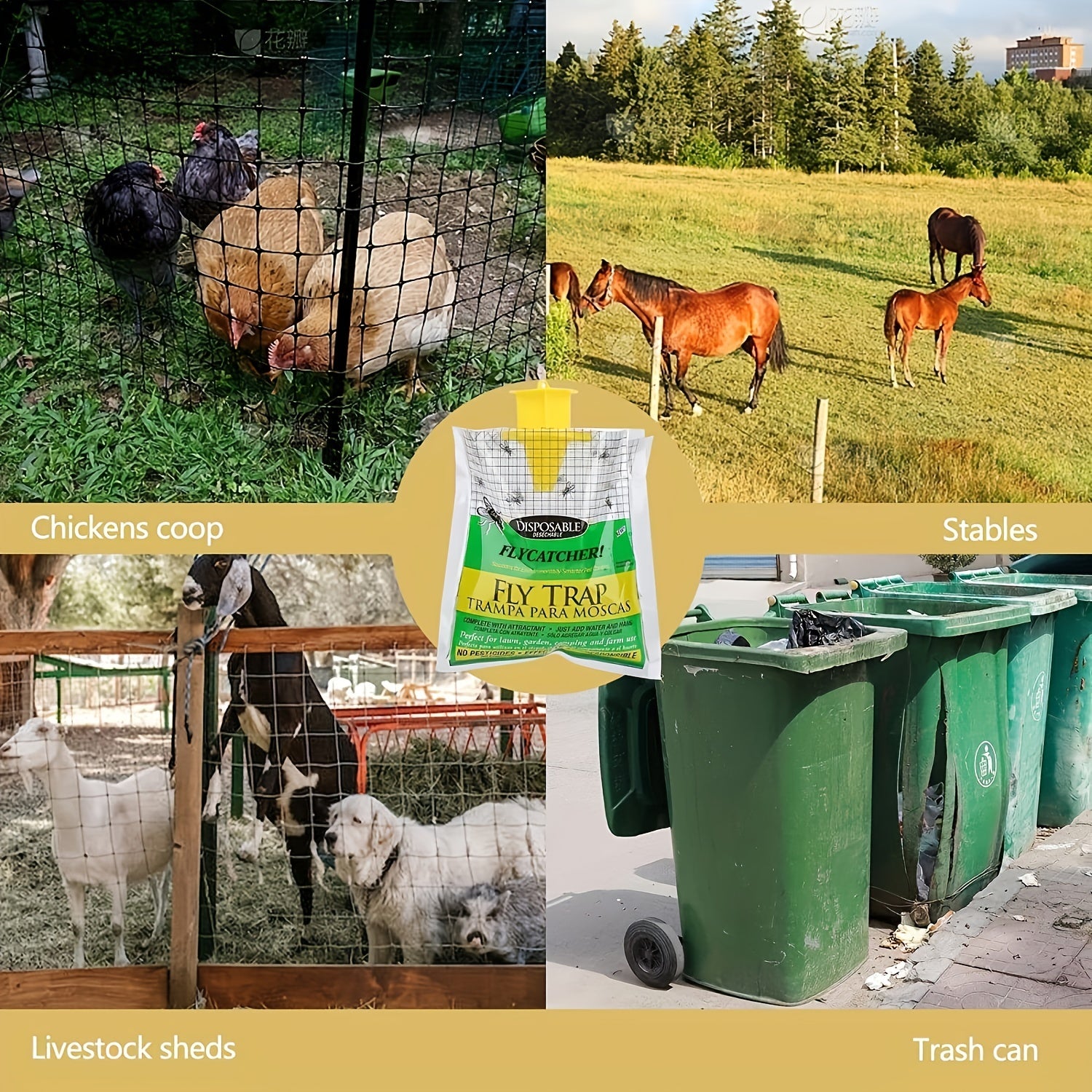 Outdoor Hanging Fly Trap with Bait Bag - Pest Control Garden Supplies