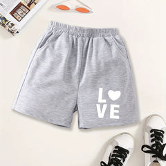 Girls LOVE Print Sweat Shorts Elastic Waist Work Out Shorts