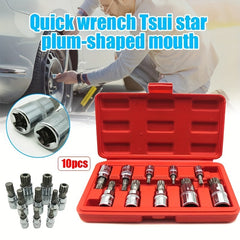 10pcs Triple Square Spline Bit Sockets Set Anti Rust Ratchets Wrench Hand Tools
