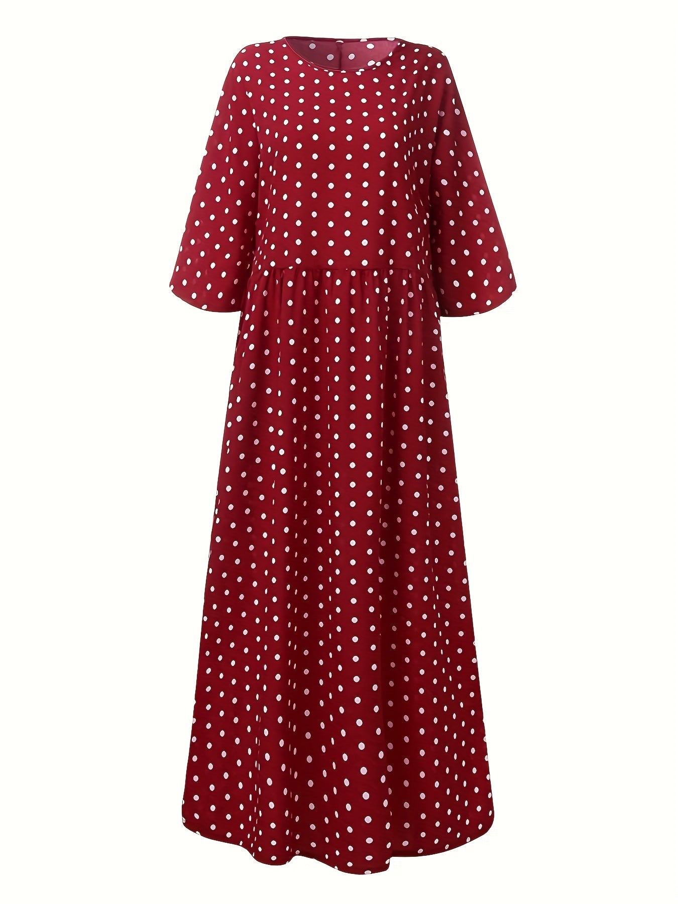  Polka Dot Print Half Sleeve Maxi Dress