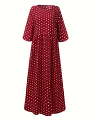  Polka Dot Print Half Sleeve Maxi Dress
