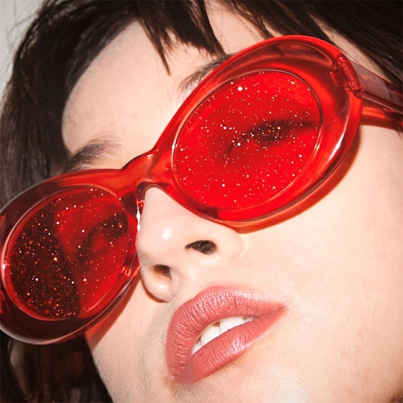 Transparent Oval Sunglasses for Women Girls UV Protection