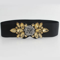 Elastic Rhinestone Wide Belt for Women Ladies