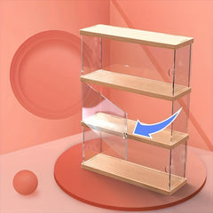 1pc Solid Wood & Acrylic Display Box Clear Dustproof Model Organizer