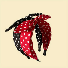 Vintage Polka Dot Knotted Headband Red Bunny Ear Hair Accessories