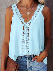 Lace Stitching V-Neck Tank Top for Summer
