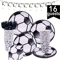 16pcs Soccer Party Supplies Soccer Theme Birthday Tableware Set