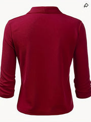  Solid Long Sleeve Open Front Blazer