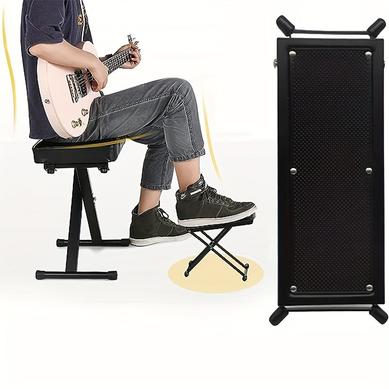 Guitar Foot Pedal Sturdy Metal Foot Rest 4 Gears High Low Non-slip