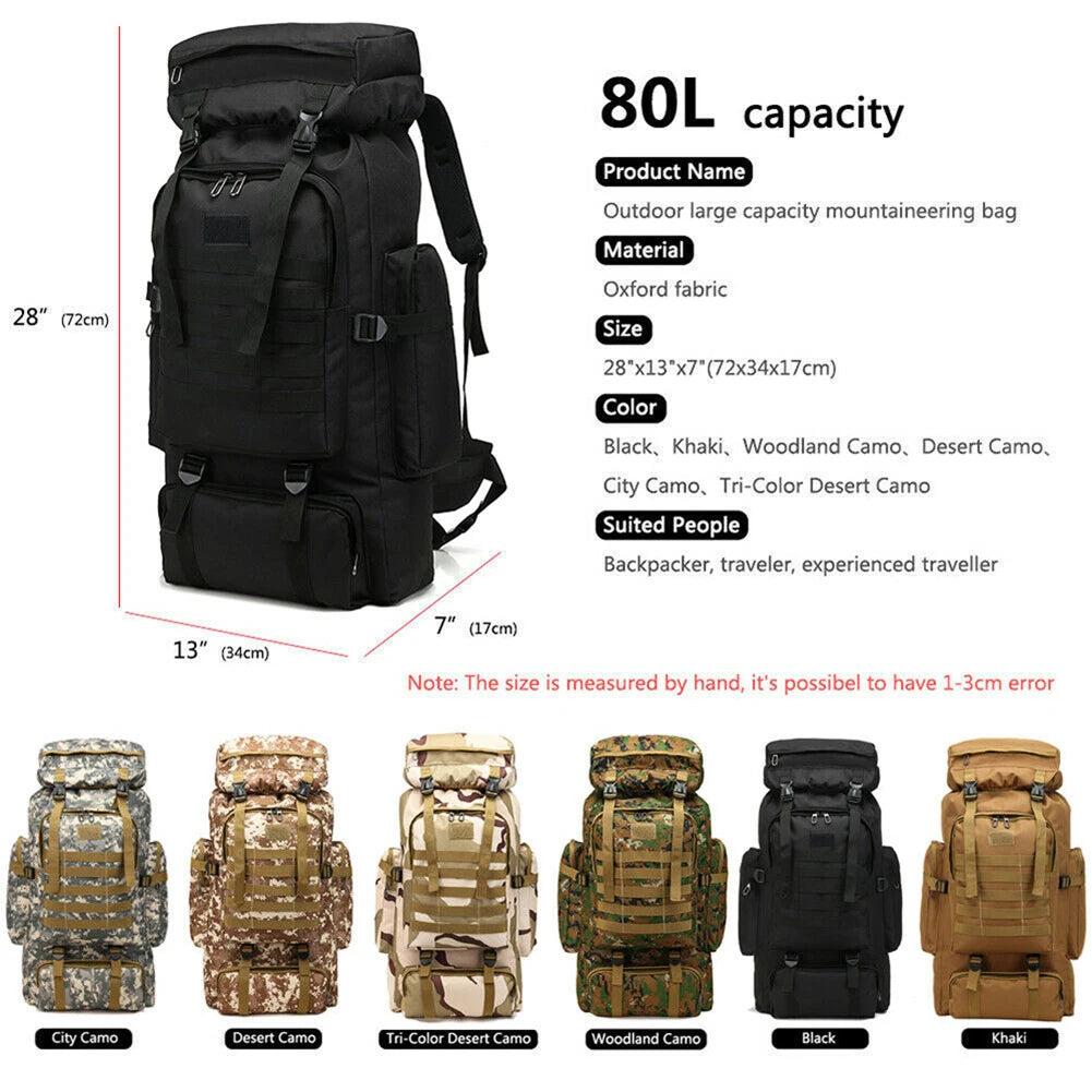 80L Military Backpack Large Capacity Travel Bag