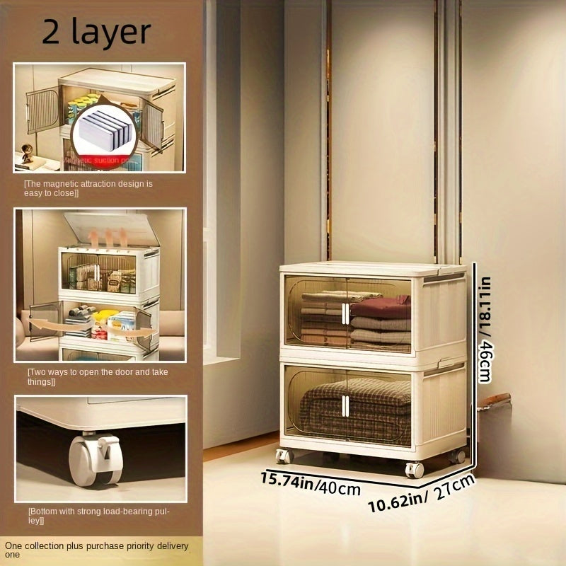 Foldable Storage Box With Lids & Handle - Stackable Shoes Storage