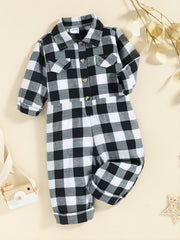 Kids Plaid Casual Jumpsuit Fall Winter Boys & Girls