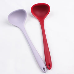 Silicone Long Handle Soup Spoon High Temp Resistant Non Stick Easy Clean