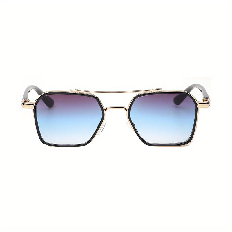 Gradient Lens Aviator Sunglasses Clover Decor UV400