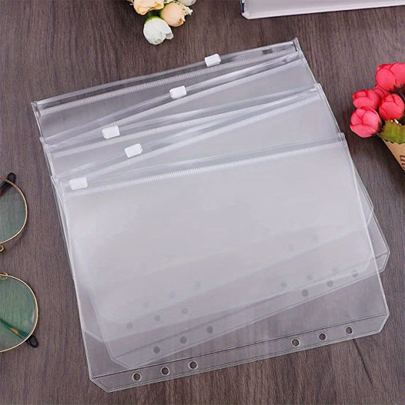 30pcs A6 Binder Pocket 6 Holes Budget Envelopes Clear Zipper Ring Bag