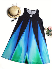  Boho Dress Women's Plus Random Ombre Print Round Neck