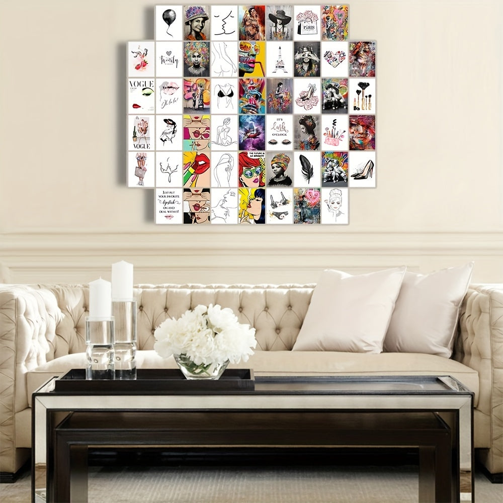 50pcs DIY Graffiti Art Collage Postcard Set for Bedroom & Living Room Decor