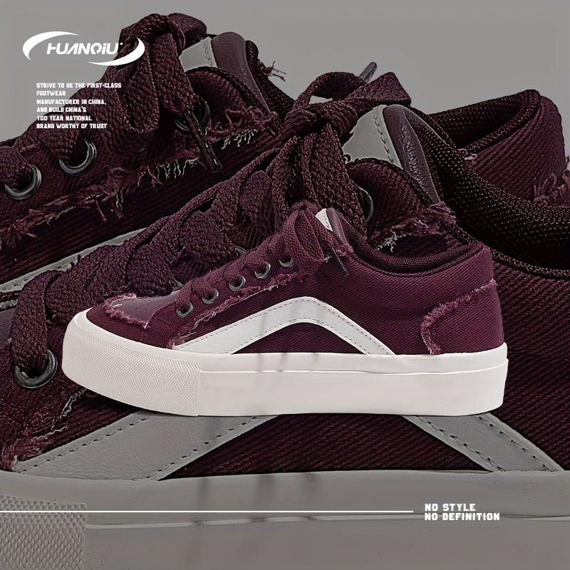 HUANQIU Women's Lace-up Front Skate Shoes Comfy Casual Sneakers