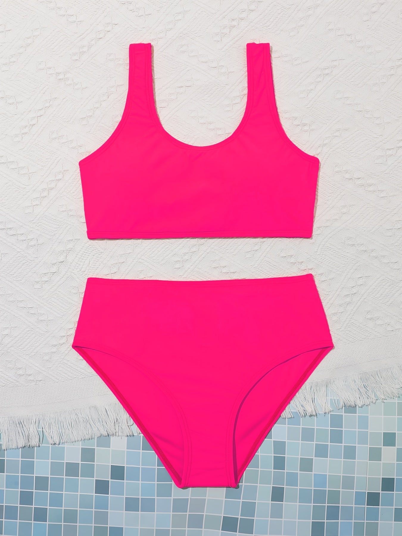 Girl's Bikini Set Tank Top & Briefs Swimsuit Quick Drying Stretchy Bathing Suit