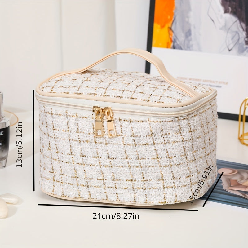 Plaid Cube Travel Cosmetics Wash Bag Dacron Portable Storage Bag