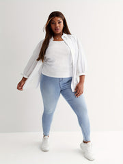  Elastic Waisted High Stretch Denim Pants