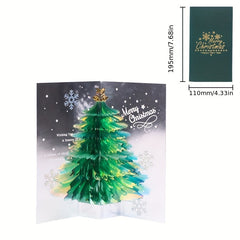 3D Christmas Greeting Card with Flashing Light Tree