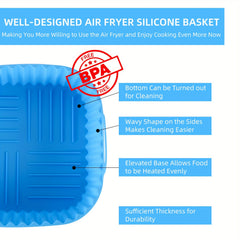 5pcs Silicone Air Fryer Liner 19cm Square BPA-Free Reusable Baking Tray