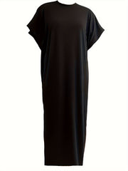  Solid Bat Sleeve Maxi Dress
