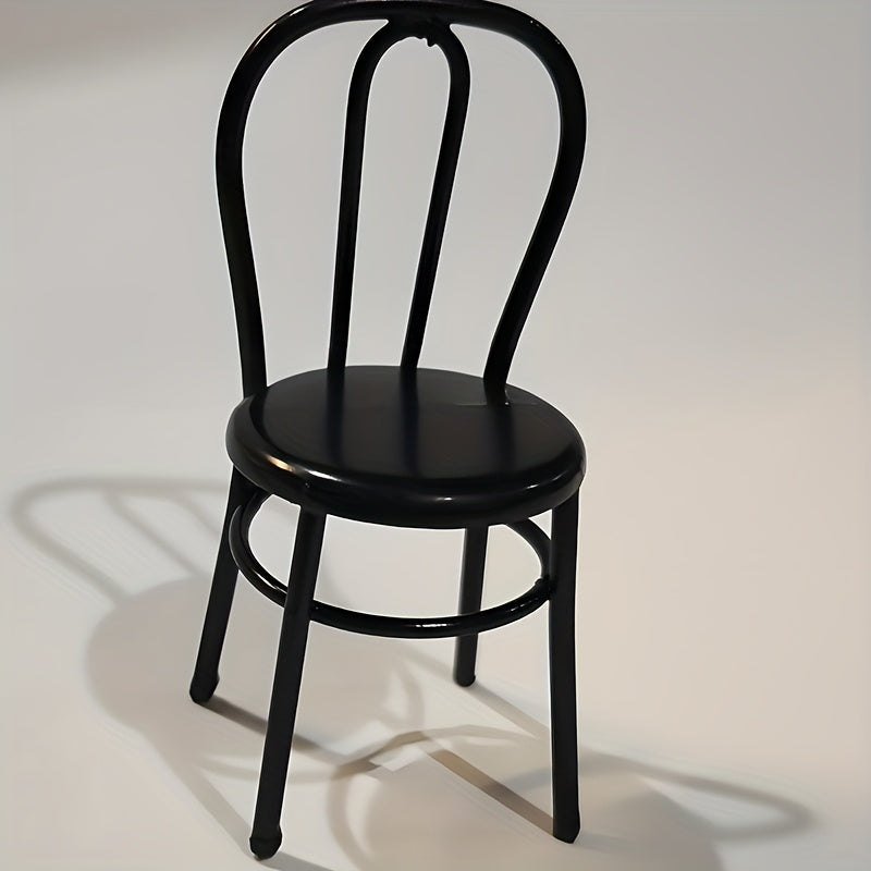 Metal Backrest Chair Retro Modern Dollhouse Furniture Red DIY Scene Props