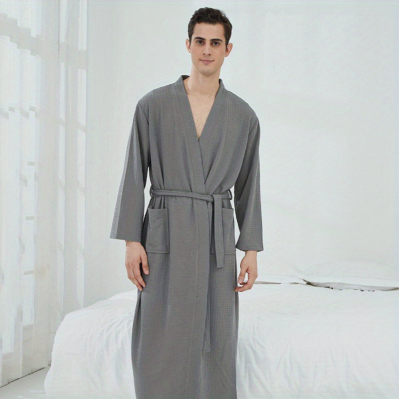 Soft Absorbent Waffle Bathrobe for Couples - Home Hotel Spa Sauna Pajamas