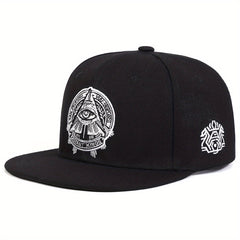 Men's Flat Brim Baseball Cap With Letter Embroidery