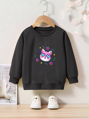 OERYUI Kids Kitty Graphic Sweatshirt Comfy Pullover