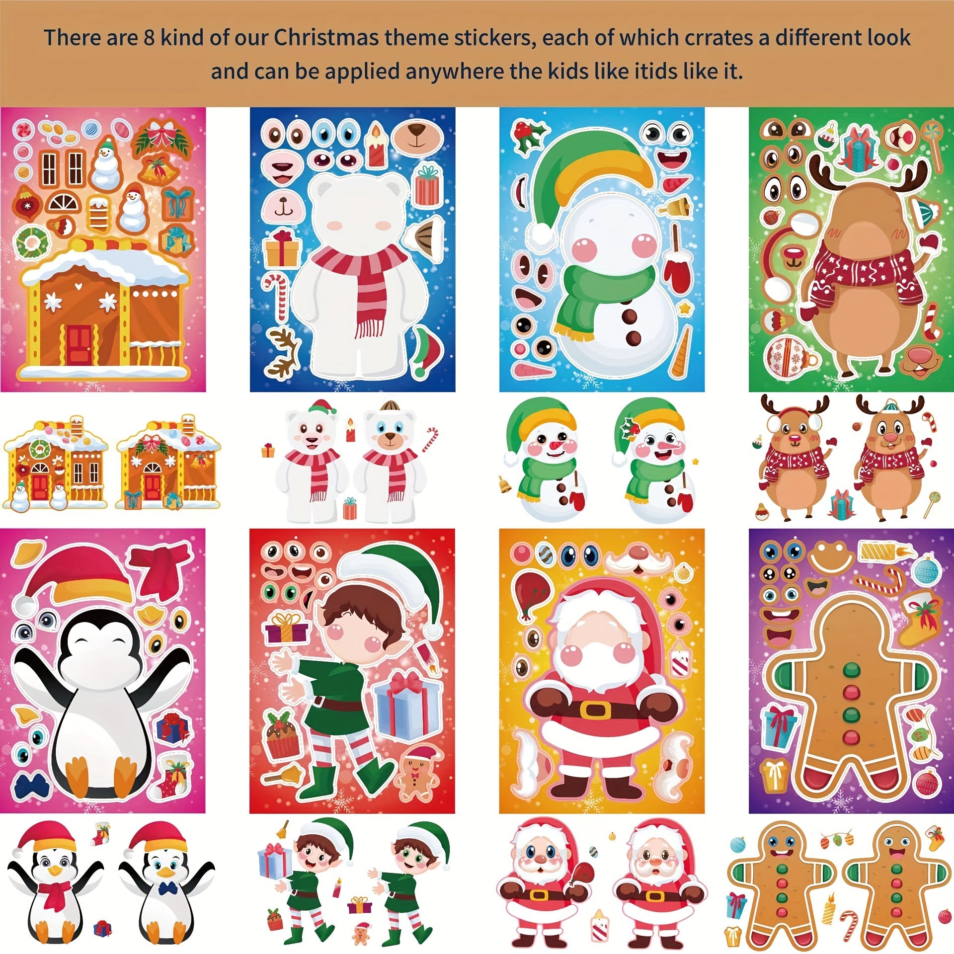 DIY Cartoon Santa Snowman Puzzle Journal Stickers