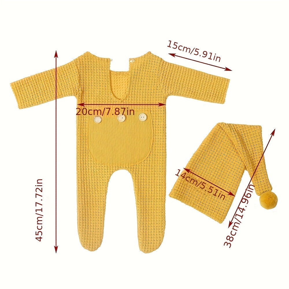 Baby Jumpsuit Photography Suit with Long-tailed Hat Set