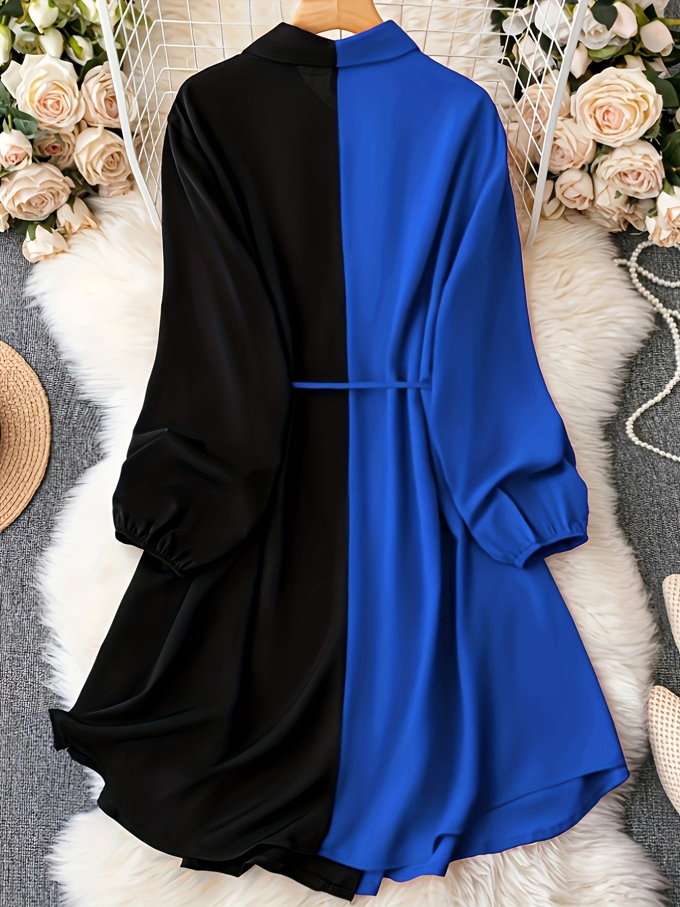  Colorblock Long Sleeve Button Up Shirt Top