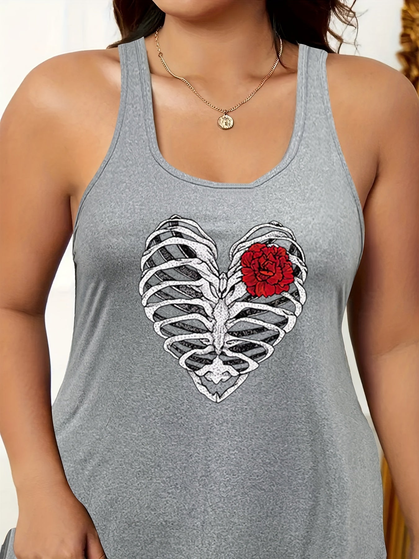  Halloween Skeleton Print Tank Sleep Dress