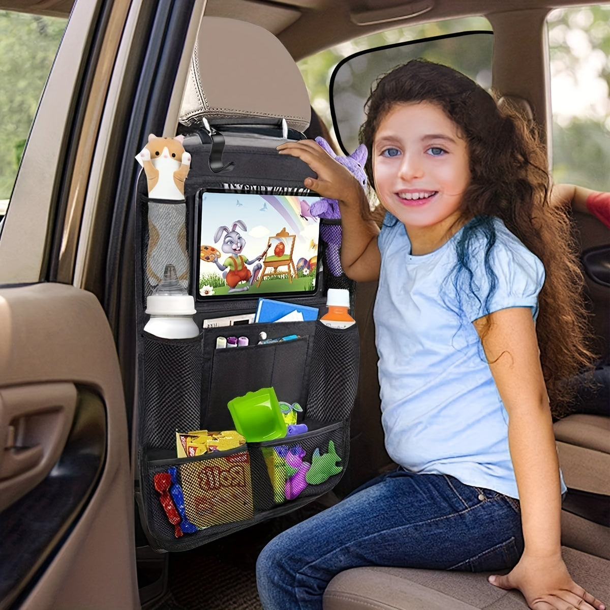 Car Back Seat Organizer Kick Proof Waterproof Toy Storage Bag