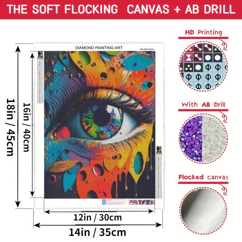 5D Flocked Canvas Diamond Painting Kit 12-16in Decorative DIY Set