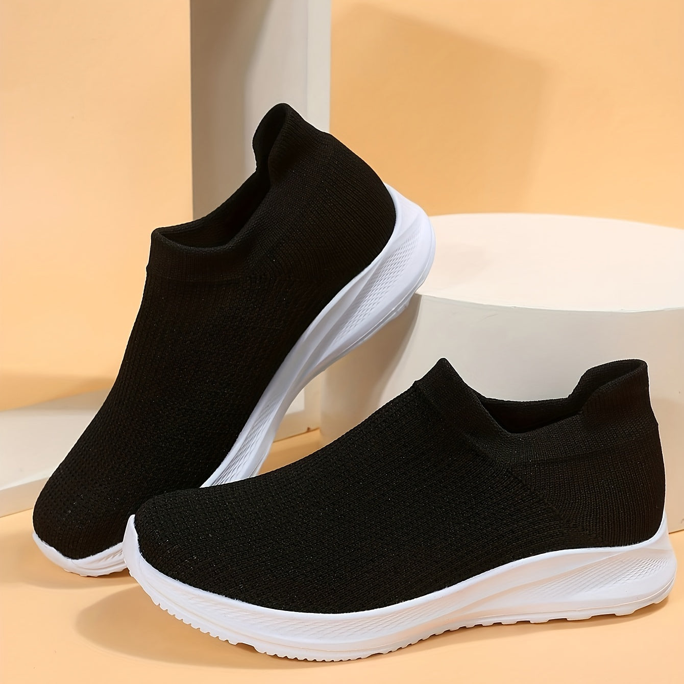 Women's Knit Slip-On Sneakers Low Platform Shoes