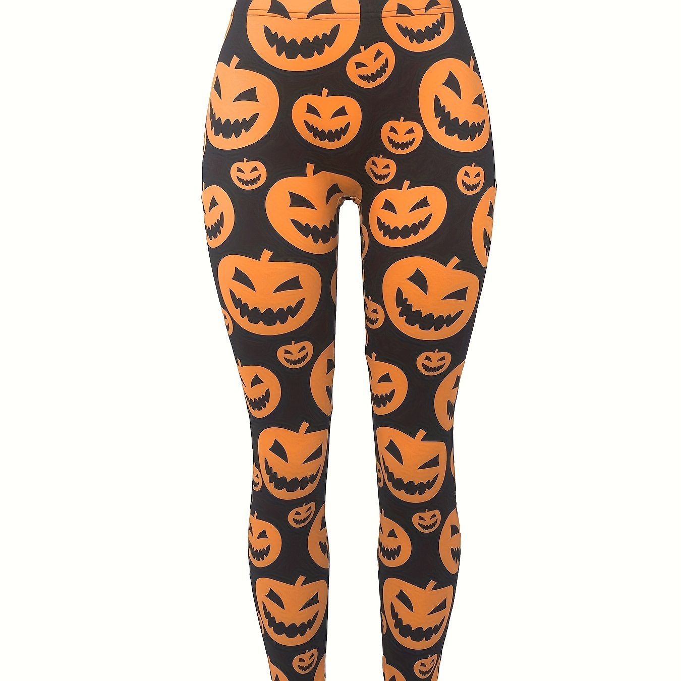  Halloween Leggings Women's Plus Allover Pumpkin Print