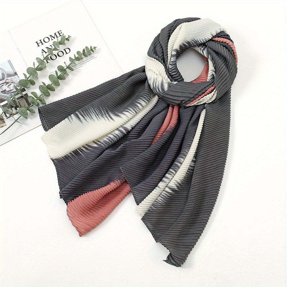Gradient Transition Wrinkle Scarf Polyester Scarves