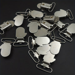 20pcs Glove Shape Metal Pacifier Clips Suspender Clips Iron Hand Shaped Teether