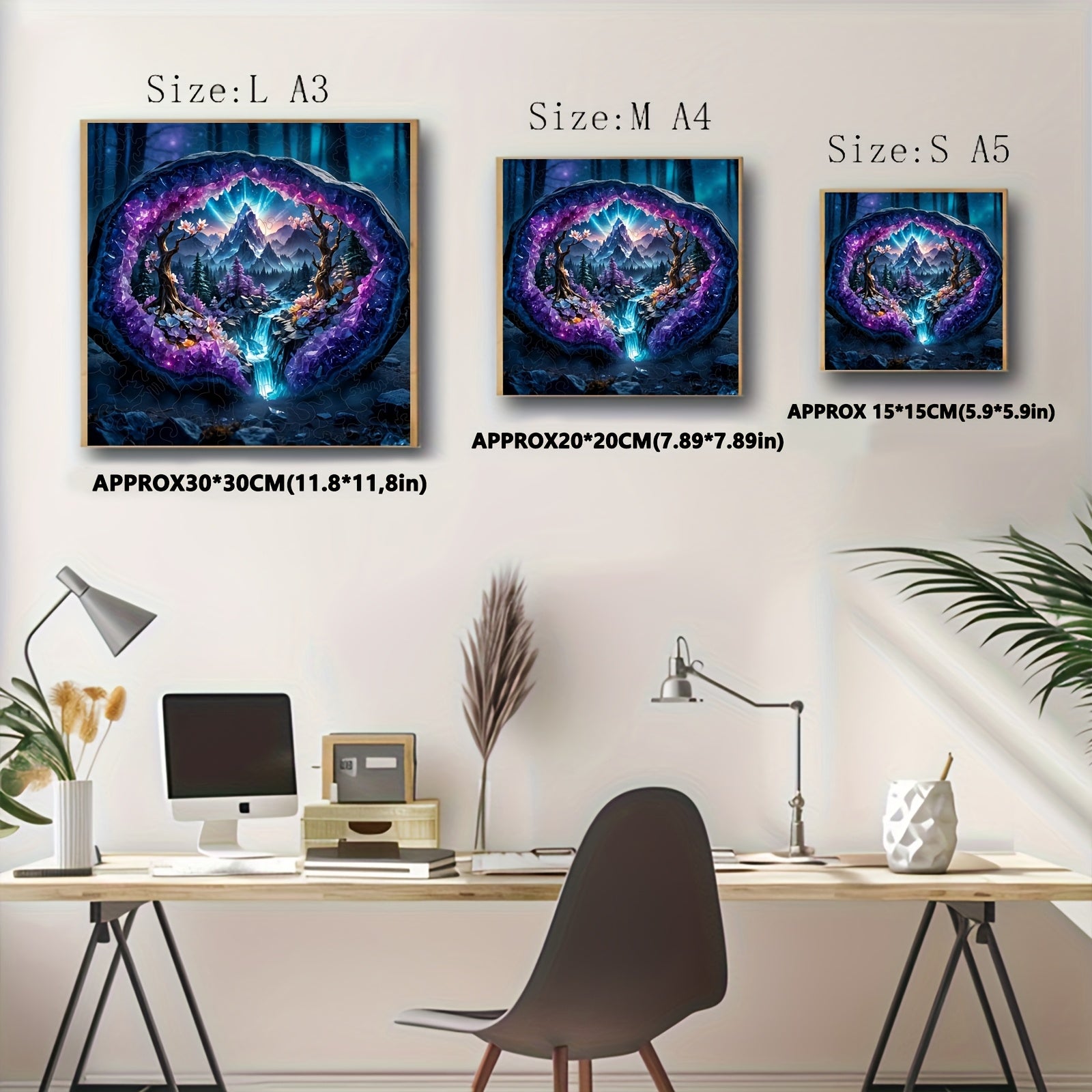 Enchanted Amethyst Cave Puzzle Fantasy Mountain Landscape with Blooming Forest