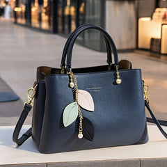 Women's Tote Bag with Detachable Shoulder Strap & Leaf Charm Pendant