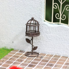 Mini Dollhouse with Bird Cage & Ornament for Christmas Display