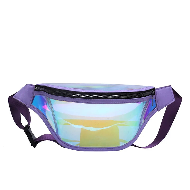 Women Holographic Waist Bag Waterproof Fanny Pack for Running Jogging