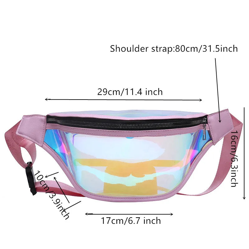 Women Holographic Waist Bag Waterproof Fanny Pack for Running Jogging