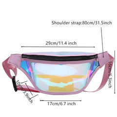 Women Holographic Waist Bag Waterproof Fanny Pack for Running Jogging