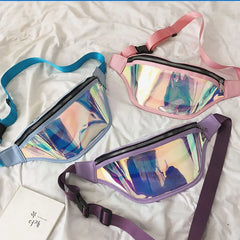 Women Holographic Waist Bag Waterproof Fanny Pack for Running Jogging