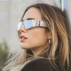 Y2K Rimless Sunglasses Cyberpunk Mirror Lens UV400